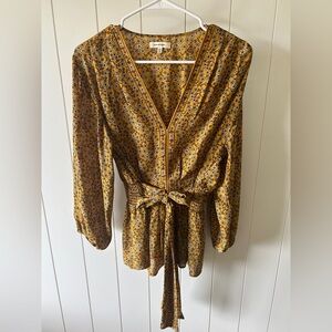 Max Studio Mustard Floral Blouse
